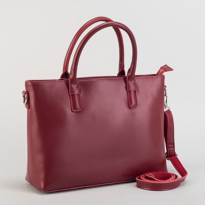 Сумка женская на молнии, 1 отдел с перегородкой, наружный карман, длинный ремень, цвет бордовый