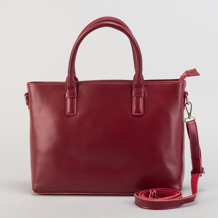 Сумка женская на молнии, 1 отдел с перегородкой, наружный карман, длинный ремень, цвет бордовый