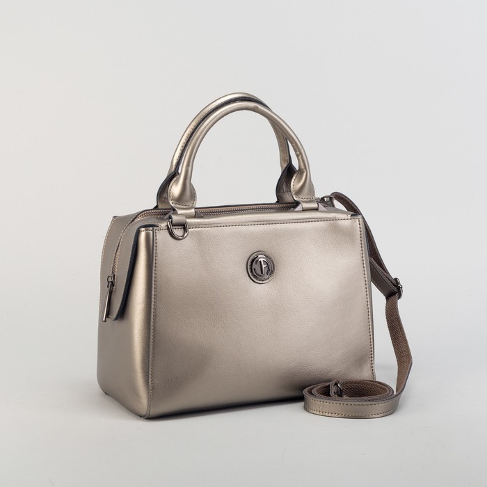 Сумка женская, 1 отдел с перегородкой, наружный карман, длинный ремень, цвет бронзовый