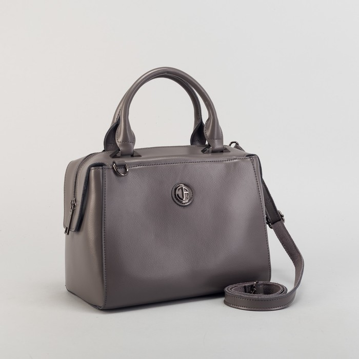 Сумка женская, 1 отдел с перегородкой, наружный карман, длинный ремень, цвет серый