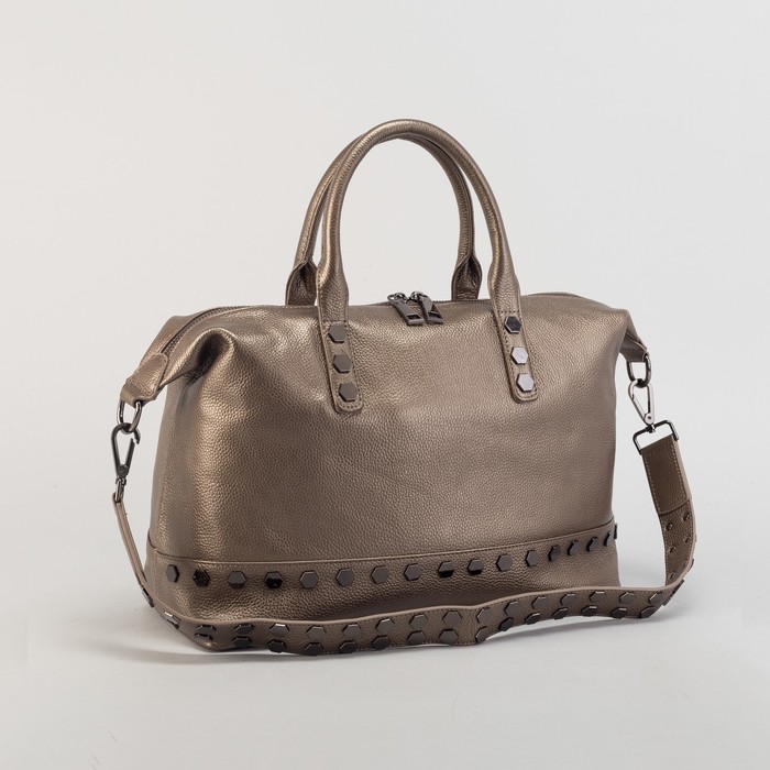 Сумка женская, 1 отдел с перегородкой, наружный карман, длинный ремень, цвет бронзовый