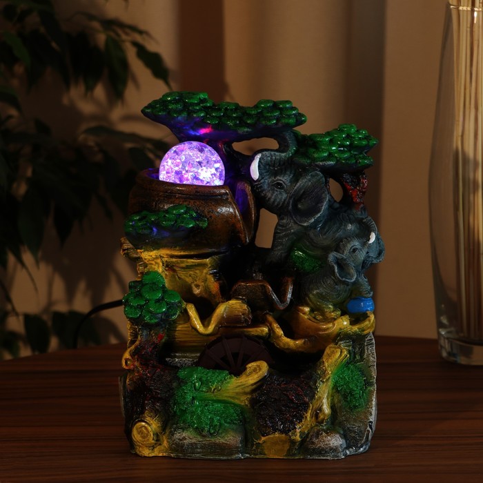 Фонтан "Два слона у воды" 19х25 см (с подсветкой) мод.1128