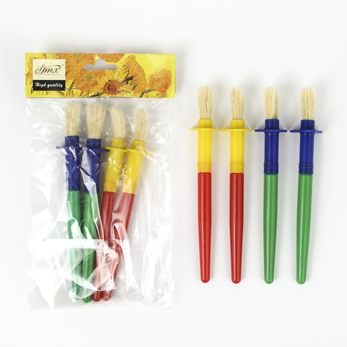 Набор кистей щетина 4 штуки с ограничителеями