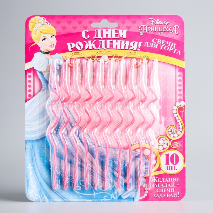 Свеча в торт Дисней 10 шт " С Днем Рождения", Принцессы: Золушка