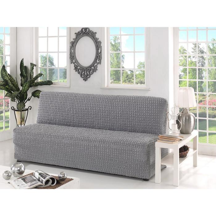 фото Чехол для трёхместного дивана karna, без подлокотников, без юбки, цвет серый