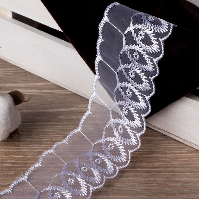 Кружево "Завиток", органза, ширина 50мм, 14±1м, цвет белый