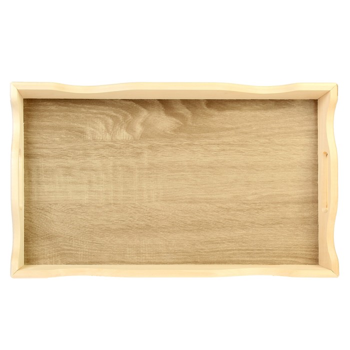 Поднос фигурный для завтрака со вставкой, цвет орех сонома, 49х6х28,5см