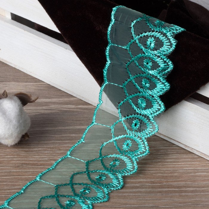 Кружево "Завиток", органза, ширина 50мм, 14±1м, цвет мятный