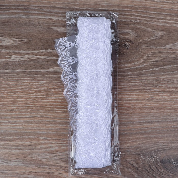 Кружево "Узор", органза, ширина 45мм, 14±1м, цвет белый