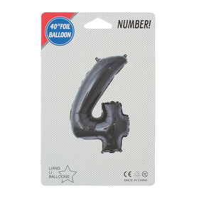 

Шар фольгированный 40" Цифра 4, индивидуальная упаковка, цвет чёрный