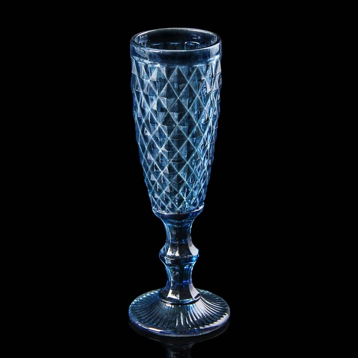 Бокал для шампанского 150 мл "Элегия", цвет синий