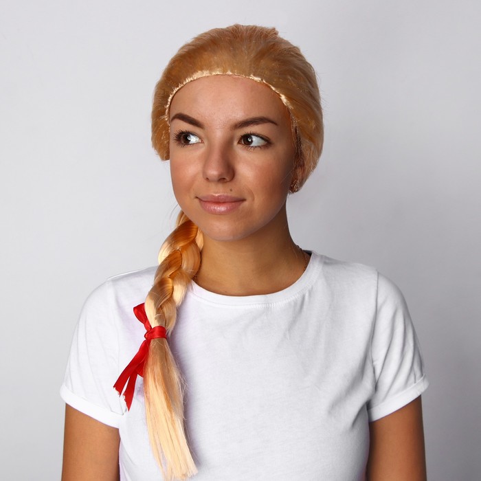Карнавальный парик "Коса" с цветочками