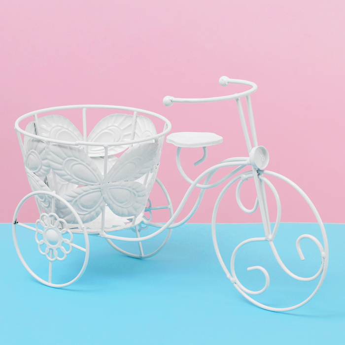 Подставка для цветов "Велосипед" корзинка с бабочками ( d-14,5см) 16*35*21 см