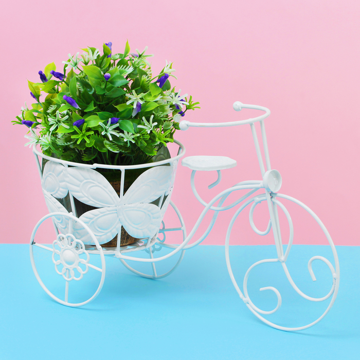 Подставка для цветов "Велосипед" корзинка с бабочками ( d-14,5см) 16*35*21 см