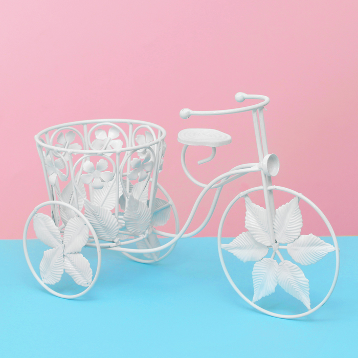 Подставка для цветов "Велосипед" корзинка с лепестками (d-12.5см) 13*35*21 см