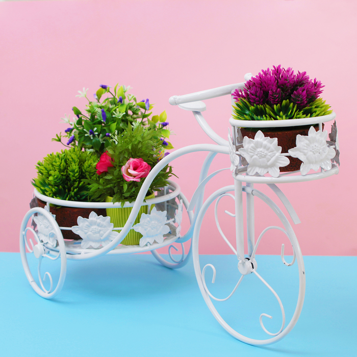 Подставка для цветов "Велосипед" две корзины 23*57*35 см (d-20и11,5см)