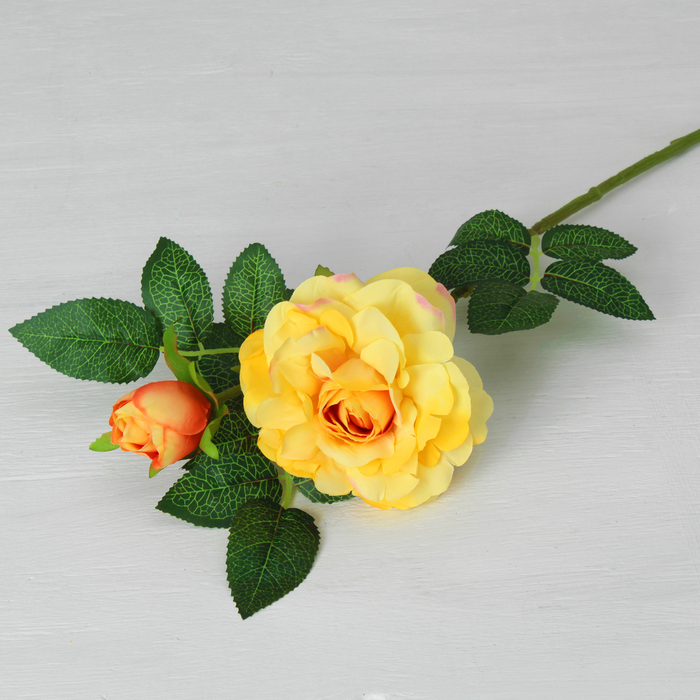 Цветы искусственные "Роза Моника" 9*50 см, жёлтая