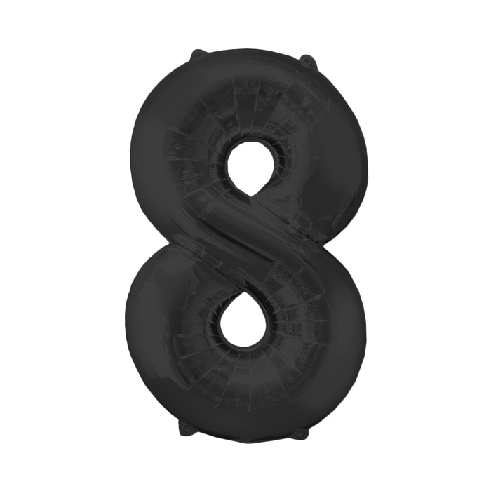 Шар фольгированный 16", цифра 8, индивидуальная упаковка, цвет чёрный
