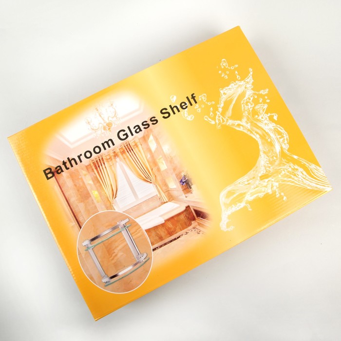 Полка 2х-ярусная для ванной комнаты, алюминий, стекло