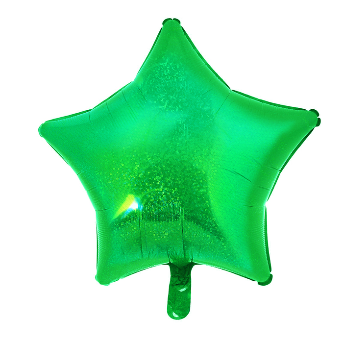 Шар фольгированный 18" "Звезда", голография, цвет зелёный
