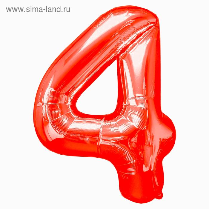 Фольгированные шары  Сима-Ленд Шар фольгированный 16 Цифра 4, индивидуальная упаковка, цвет красный