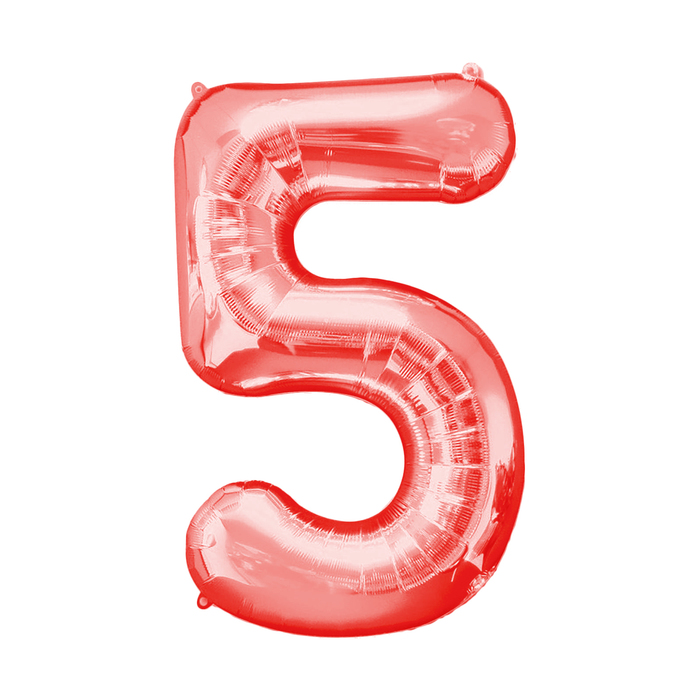 Шар фольгированный 16" Цифра 5, цвет красный