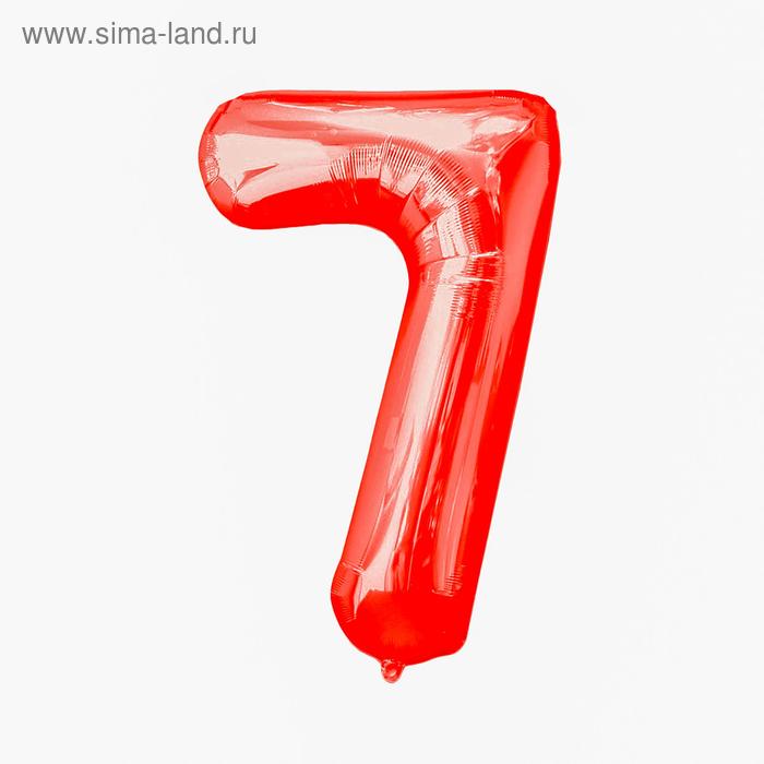 Фольгированные шары Шар фольгированный 16, цифра 7, индивидуальная упаковка, цвет красный