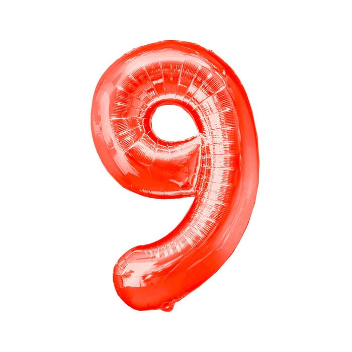 Шар фольгированный 16", цифра 9, цвет красный