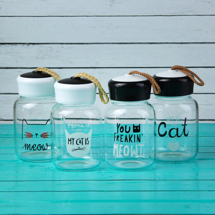 Бутылка 350 мл "Мяу", рисунок МИКС