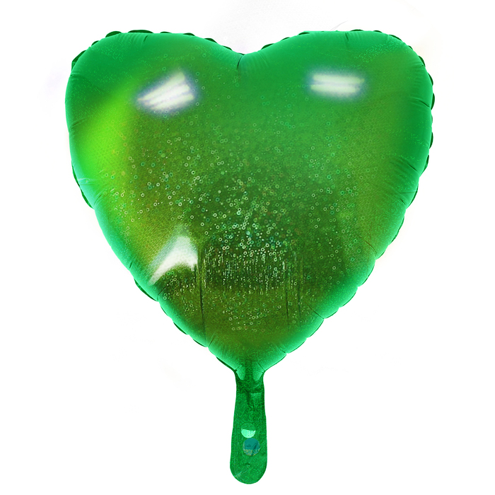 Шар фольгированный Сердце 18" голография Зеленое