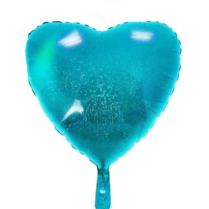 Шар фольгированный Сердце 18" голография Голубое