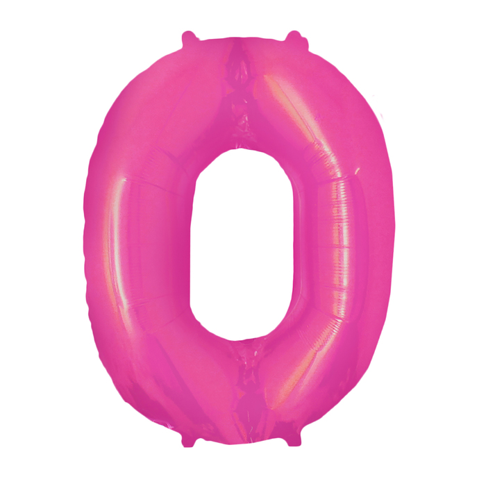 Шар фольгированный 16 Цифра 0, индивидуальная упаковка, цвет розовый