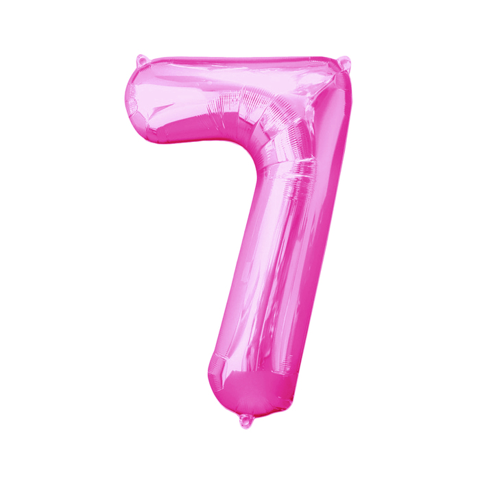 Шар фольгированный 16", цифра 7, цвет розовый