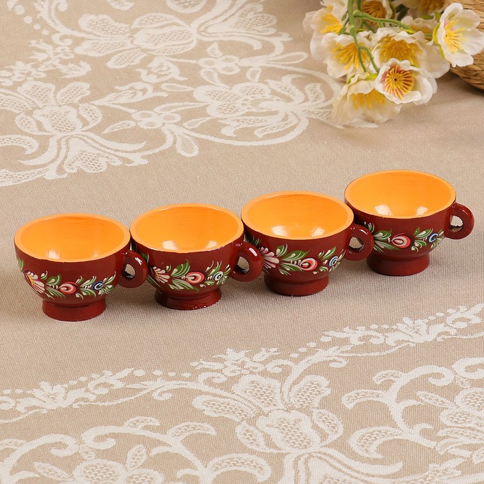 Набор «Самовар», сувенирный, чёрный, 7пр: самовар-0,5л, h=27см, кружка-10мл, D подноса-24см