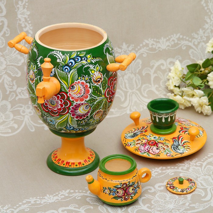 Самовар сувенирный, зелёный, H=40 см, D=21 см