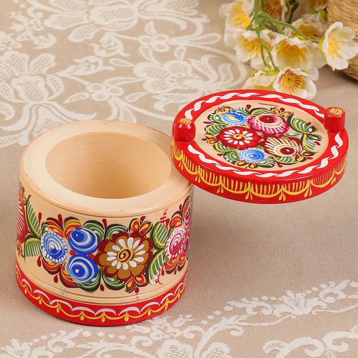 Солонка «Цветы», с выдвижной крышкой, 11х12 см