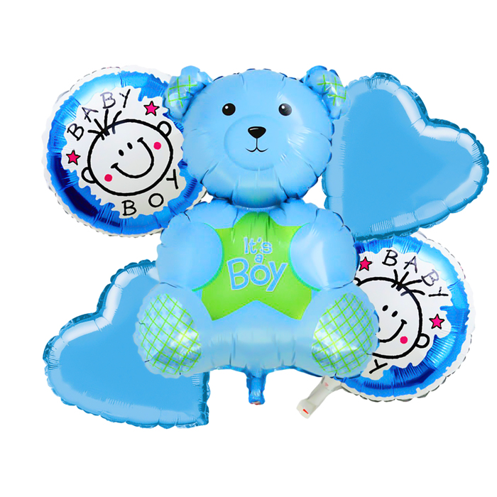 Букет из шаров "С рождением малыша", мишка, фольга, набор из 5 шт.