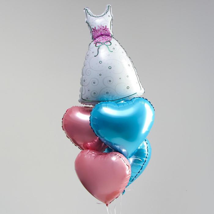 Букет из шаров "Свадебный", белое платье, фольга, набор из 5 шт.