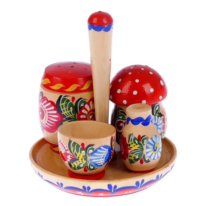 Набор для специй «Лесок», 5 предметов, D тарелки-11 см, H-12 см