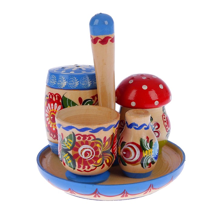 Набор для специй «Лесок», 5 предметов, D тарелки-11 см, H-12 см