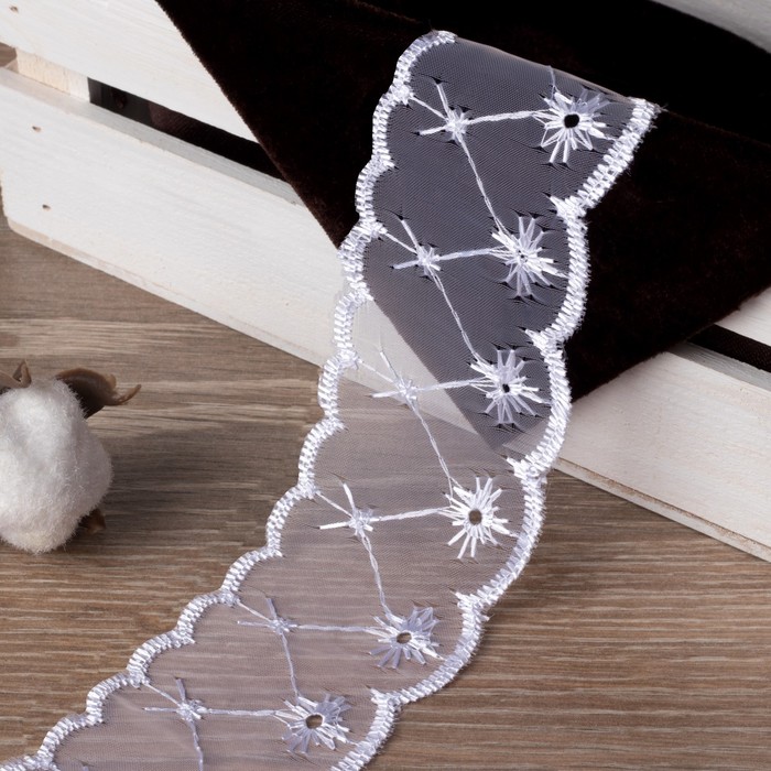 Кружево "Зиг-заг", органза, ширина 47мм, 14±1м, цвет белый