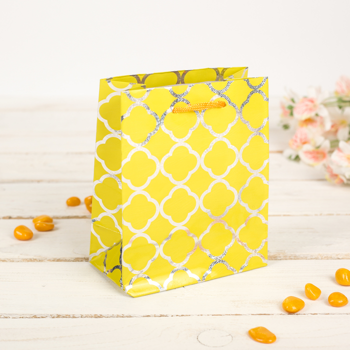 Пакет голографический, желтый, 11,5 х 6,5 х 14,5 см