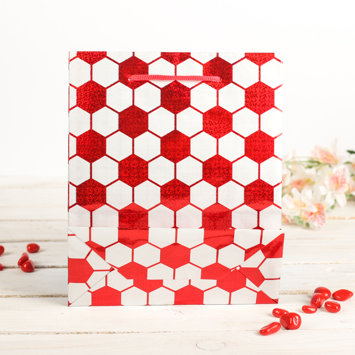 Пакет голографический, красный, 18 х 7,5 х 21,5 см