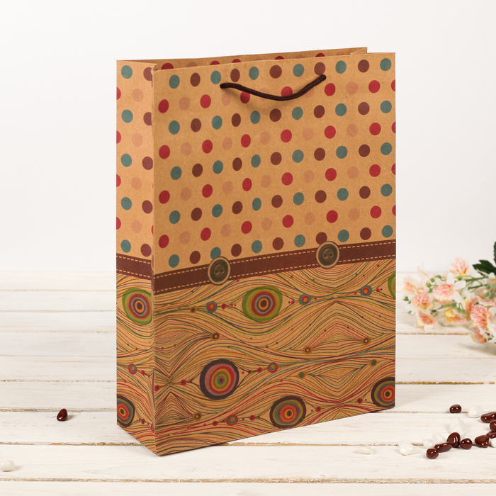 Пакет крафт "Узоры", 27,5 х 8 х 36,5 см