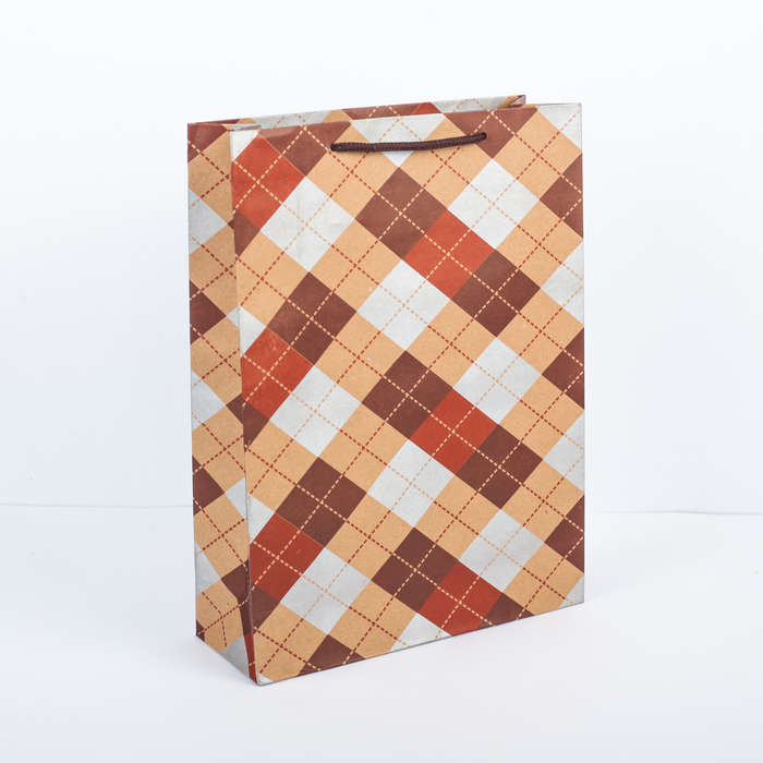 Пакет крафт "Ромбики", 27,5 х 8 х 36,5 см