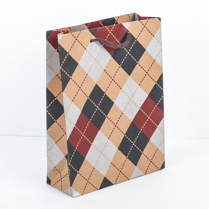 Пакет крафт "Ромбики", 27,5 х 8 х 36,5 см