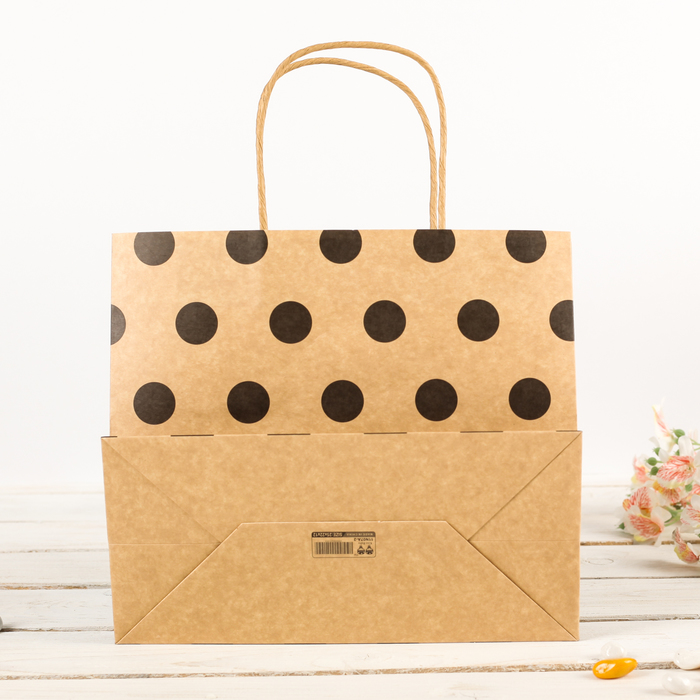 Пакет крафт "Горошек", 35 х 12,5 х 30 см