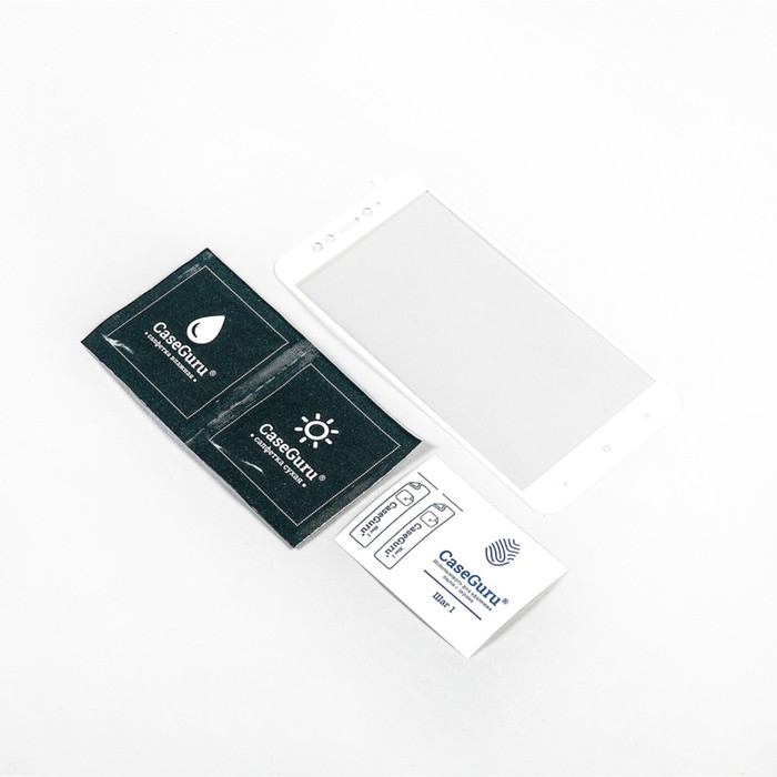 Защитное стекло CaseGuru для Xiaomi Note 5A Prime Full Screen White, 0,3 мм, белая рамка