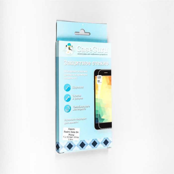 Защитное стекло CaseGuru для Xiaomi Note 5A Prime Full Screen White, 0,3 мм, белая рамка