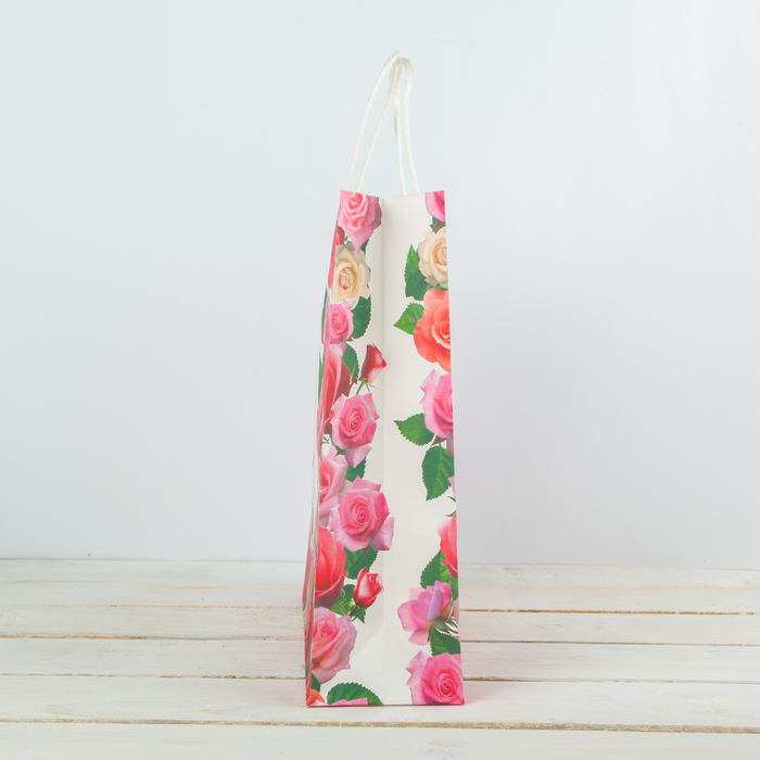 Пакет крафт "Розы", 29 х 10 х 32 см